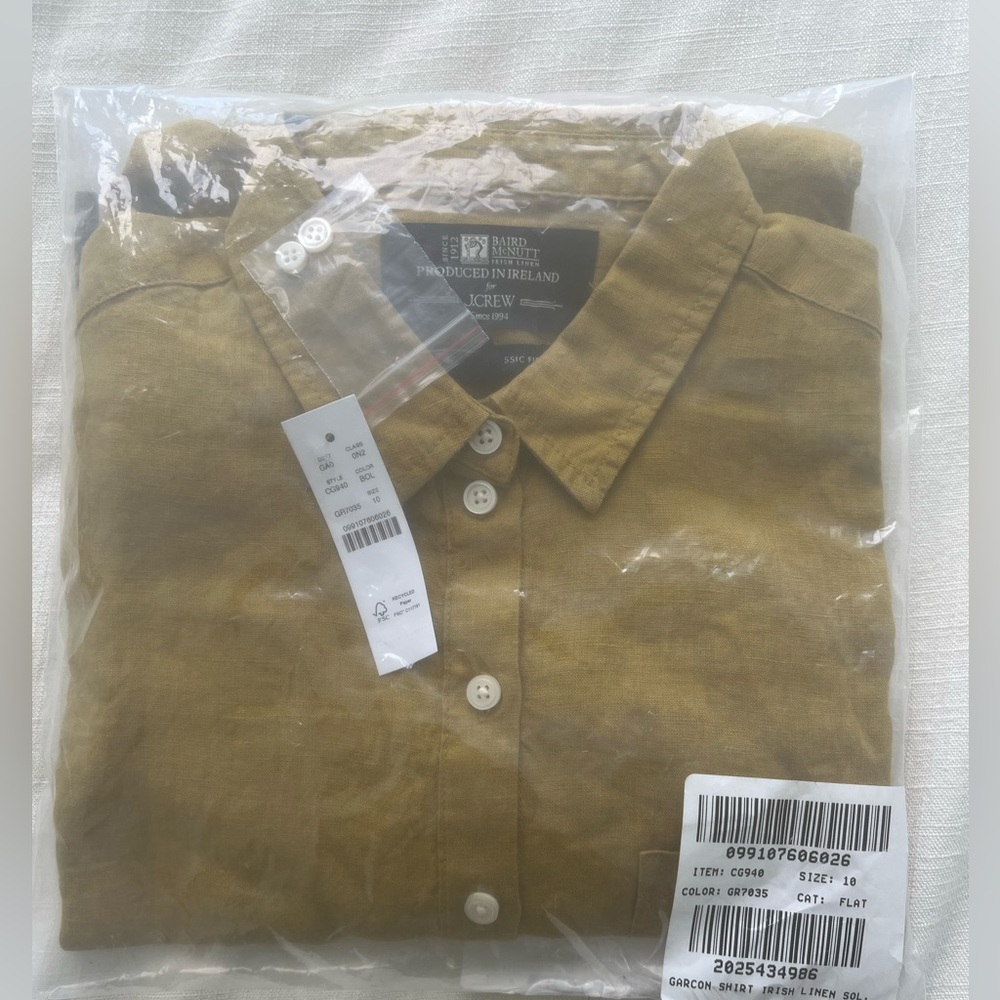 J. Crew Golden/Mustard Irish Linen Button-Down Shirt